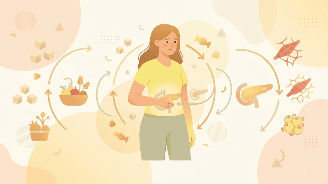 Diagram of a woman's digestion and metabolism.