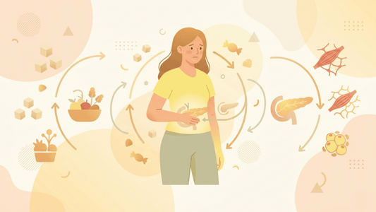 Diagram of a woman's digestion and metabolism.