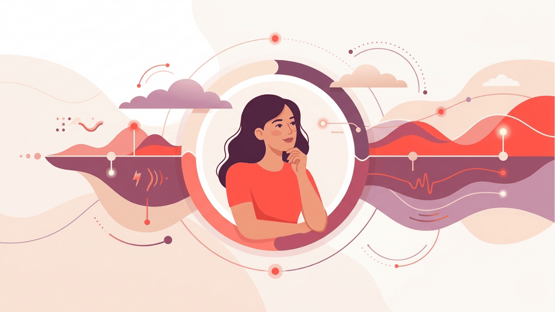 Woman observing hormonal cycle waves.